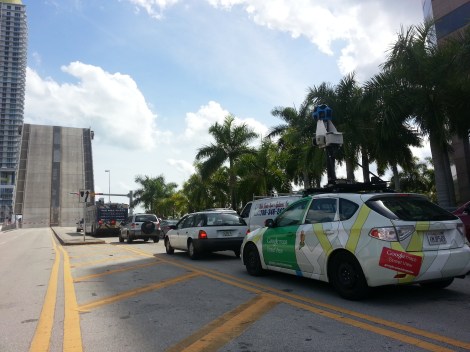 The GoogleMaps car at the SW 2nd Avenue bridge over the Miami River. Source: Matthew Toro. April 10, 2014.
