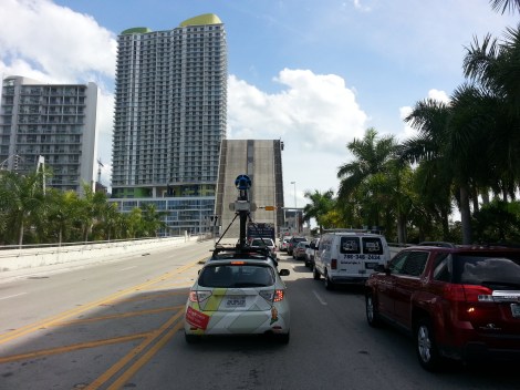 The GoogleMaps car at the SW 2nd Avenue bridge over the Miami River. Source: Matthew Toro. April 10, 2014.