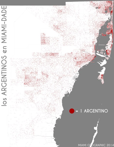 Los argentinos en Miami-Dade. Data Source: 2010 Decennial Census. Map Source: Matthew Toro. 2014.