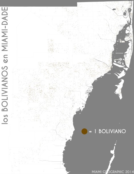 Los bolivianos en Miami-Dade. Data Source: 2010 Decennial Census. Map Source: Matthew Toro. 2014.