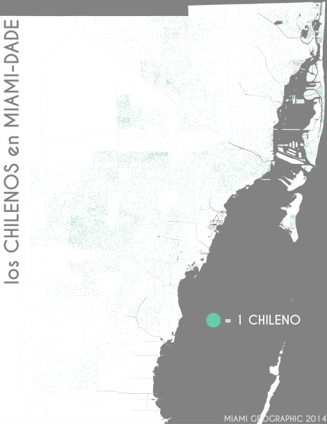 Los chilenos en Miami-Dade. Data Source: 2010 Decennial Census. Map Source: Matthew Toro. 2014.