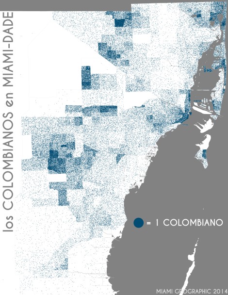 Los colombianos en Miami-Dade. Data Source: 2010 Decennial Census. Map Source: Matthew Toro. 2014.