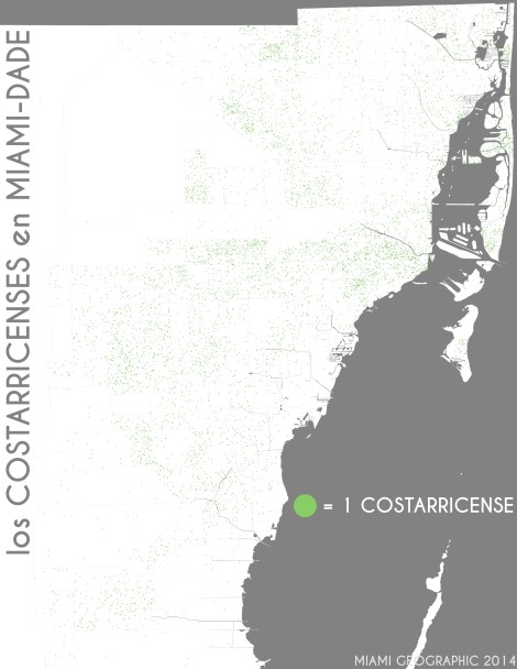 Los costarricenses en Miami-Dade. Data Source: 2010 Decennial Census. Map Source: Matthew Toro. 2014.