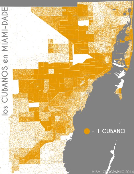 Los cubanos en Miami-Dade. Data Source: 2010 Decennial Census. Map Source: Matthew Toro. 2014.