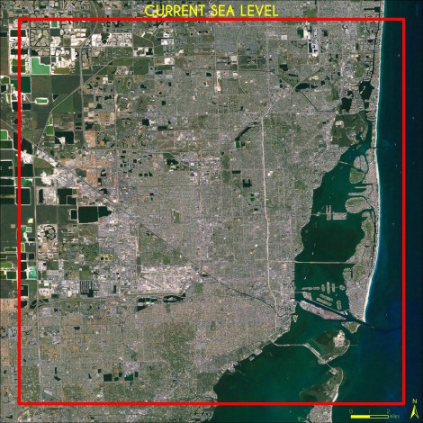 Current Sea Level, Miami. Data Source: Climate Central / High Water Line | Miami. Map Source: Matthew Toro. 2013.