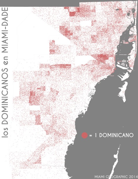 Los dominicanos en Miami-Dade. Data Source: 2010 Decennial Census. Map Source: Matthew Toro. 2014.