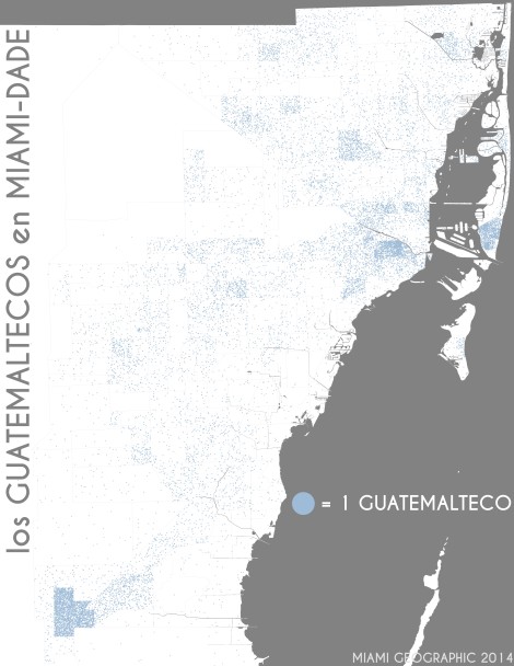 Los guatemaltecos en Miami-Dade. Data Source: 2010 Decennial Census. Map Source: Matthew Toro. 2014.