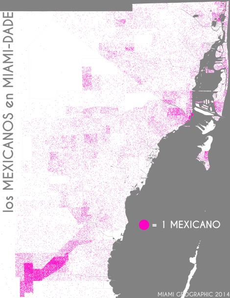 Los mexicanos en Miami-Dade. Data Source: 2010 Decennial Census. Map Source: Matthew Toro. 2014.