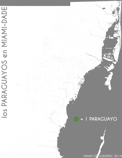 Los paraguayos en Miami-Dade. Data Source: 2010 Decennial Census. Map Source: Matthew Toro. 2014.