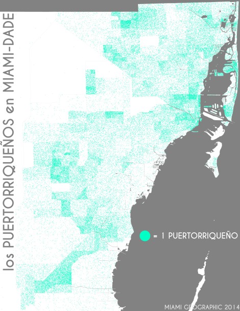 Los puertorriqueños en Miami-Dade. Data Source: 2010 Decennial Census. Map Source: Matthew Toro. 2014.