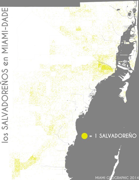 Los salvadoreños en Miami-Dade. Data Source: 2010 Decennial Census. Map Source: Matthew Toro. 2014.