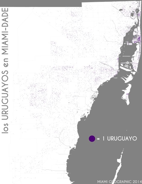 Los uruguayos en Miami-Dade. Data Source: 2010 Decennial Census. Map Source: Matthew Toro. 2014.