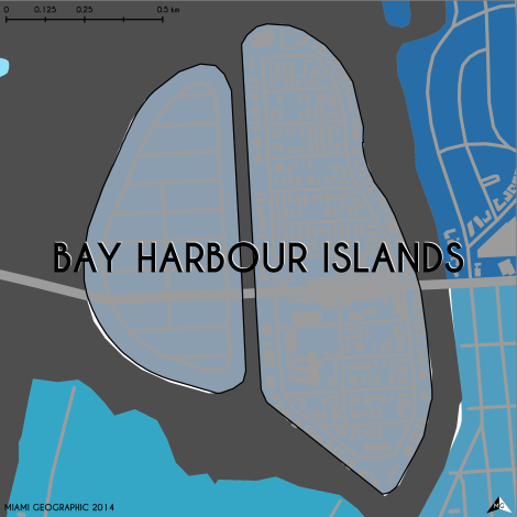 Miami-Dade Municipality: Bay Harbour Islands, 2014. Source: Matthew Toro. 2014. [Note: Data used carry some minor geometric inaccuracies/errors. Not to be used for legal purposes.]