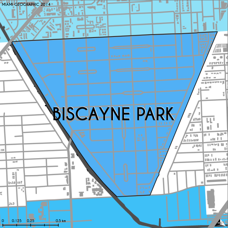 Miami-Dade Municipality: Biscayne Park, 2014. Source: Matthew Toro. 2014. [Note: Data used carry some minor geometric inaccuracies/errors. Not to be used for legal purposes.]
