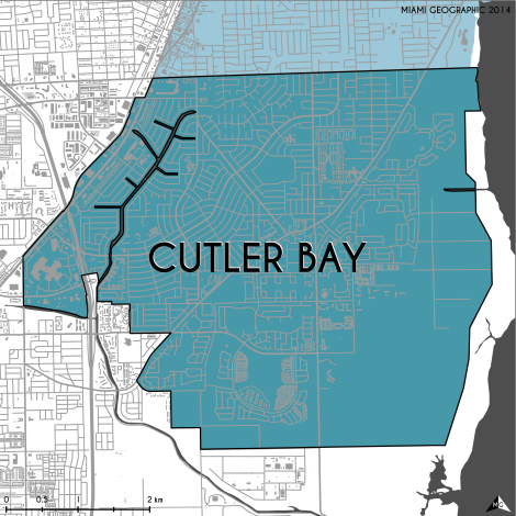 Miami-Dade Municipality: Cutler Bay, 2014. Source: Matthew Toro. 2014. [Note: Data used carry some minor geometric inaccuracies/errors. Not to be used for legal purposes.]