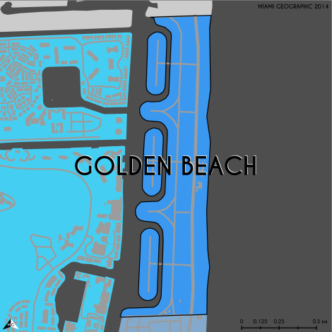 Miami-Dade Municipality: Golden Beach, 2014. Source: Matthew Toro. 2014. [Note: Data used carry some minor geometric inaccuracies/errors. Not to be used for legal purposes.]