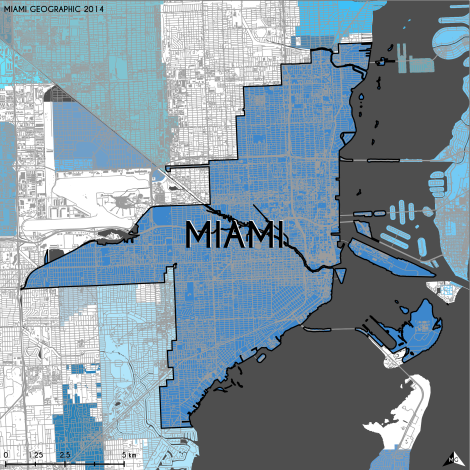 Miami-Dade Municipality: Miami, 2014. Source: Matthew Toro. 2014. [Note: Data used carry some minor geometric inaccuracies/errors. Not to be used for legal purposes.]