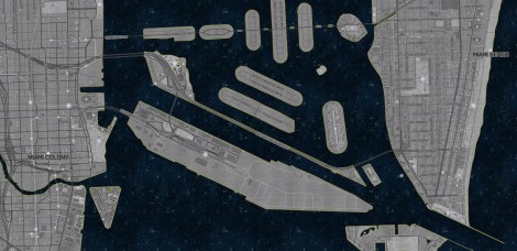 Space Station Earth's Miami Colony via Map Box. Some of Biscayne Bay's most prominent islands. Source: Mapbox: Space Station Earth. 2014.