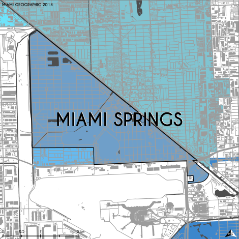 Miami-Dade Municipality: Miami Springs, 2014. Source: Matthew Toro. 2014. [Note: Data used carry some minor geometric inaccuracies/errors. Not to be used for legal purposes.]