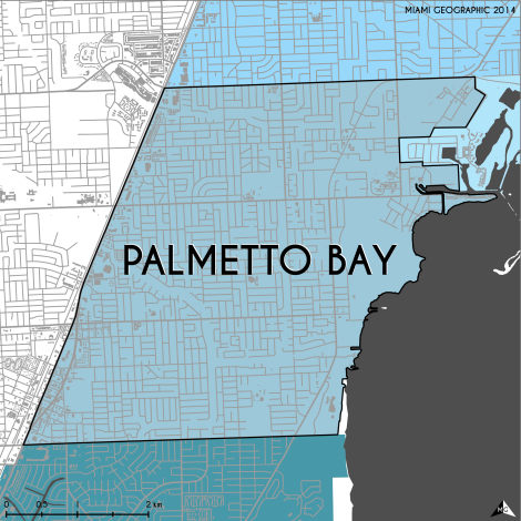 Miami-Dade Municipality: Palmetto Bay, 2014. Source: Matthew Toro. 2014. [Note: Data used carry some minor geometric inaccuracies/errors. Not to be used for legal purposes.]