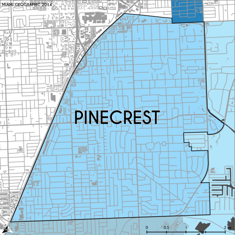 Miami-Dade Municipality: Pinecrest, 2014. Source: Matthew Toro. 2014. [Note: Data used carry some minor geometric inaccuracies/errors. Not to be used for legal purposes.]