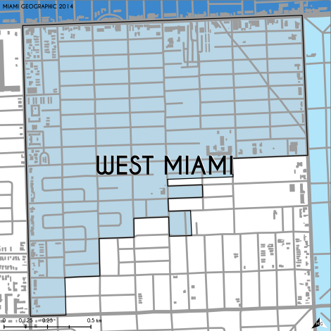 Miami-Dade Municipality: West Miami, 2014. Source: Matthew Toro. 2014. [Note: Data used carry some minor geometric inaccuracies/errors. Not to be used for legal purposes.]