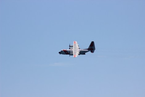 A United States Coast Guard patrol plane circles above Dry Tortugas National Park after identifying the group of Cuban immigrants. Photo Source: Matthew Toro. August 4, 2015.