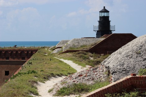 The Garden Key lighthouse, atop Fort Jefferson on Garden Key. Photo Source: Matthew Toro. August 4, 2015.